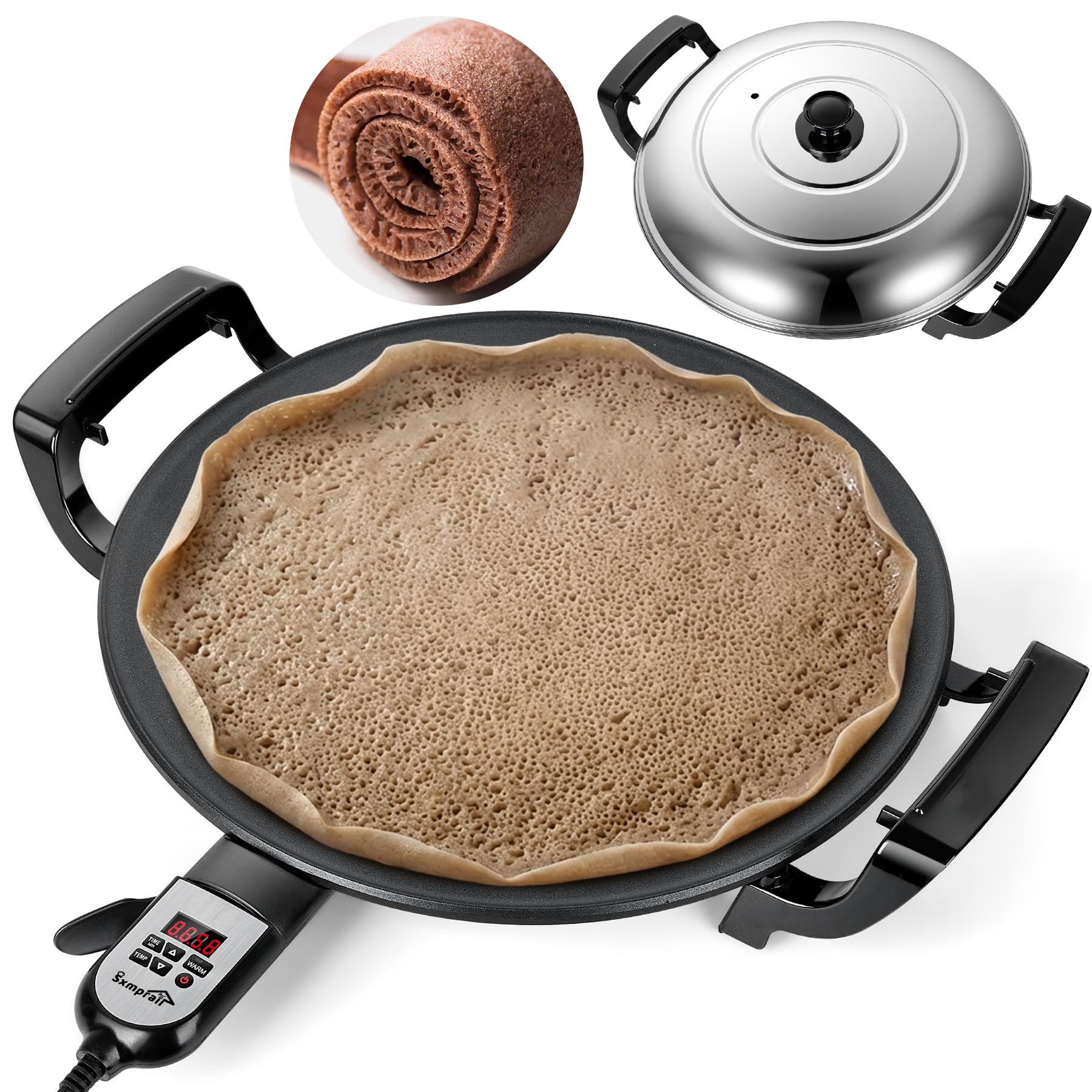 Photo 1 of 18.5" Mogogo Injera Maker Mitad/Electric Lefse Griddle, Adjustable Temperature & Time, Non-Stick Surface, Even Heating for Injera, Lefse, Crepe, Pancake, Dosa, Saj Bread & Other Flatbreads