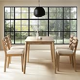 Farmhouse Dining Table Set for 4, Wooden Kitchen Table &amp; Solid Wood Chairs | 4 Upholstered Chairs, Modern Rectangular Dining Room Table and Chairs for Kitchen, Small Spaces, Rubberwood Legs, 5-Piece