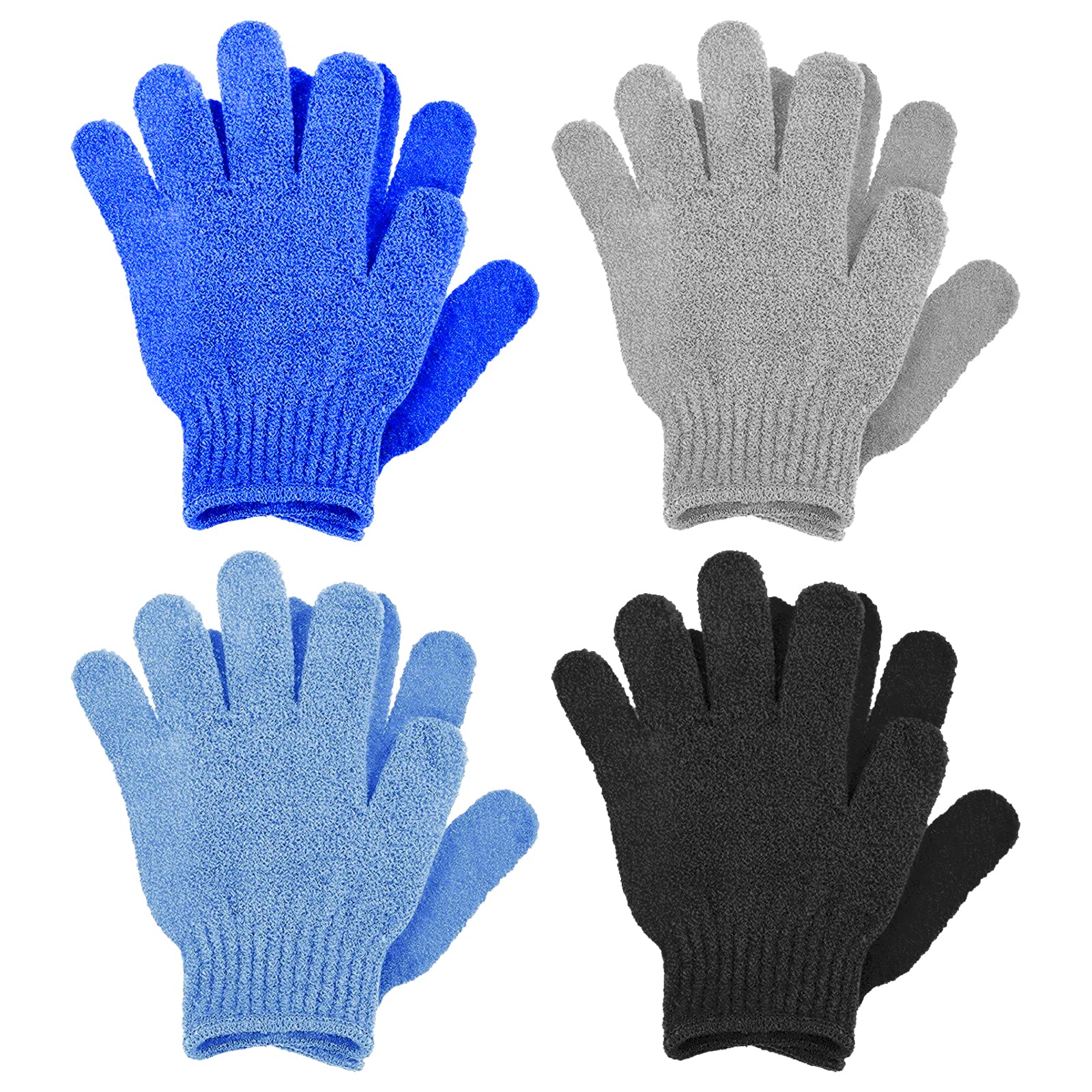 Sibba 8Pcs Exfoliating Gloves Bamboo Exfoliator Mitt Body Scrub Exfoliating Washcloths Scrubbing Glove for Shower, Spa, Massage and Dead Skin Cell Remover Loofah