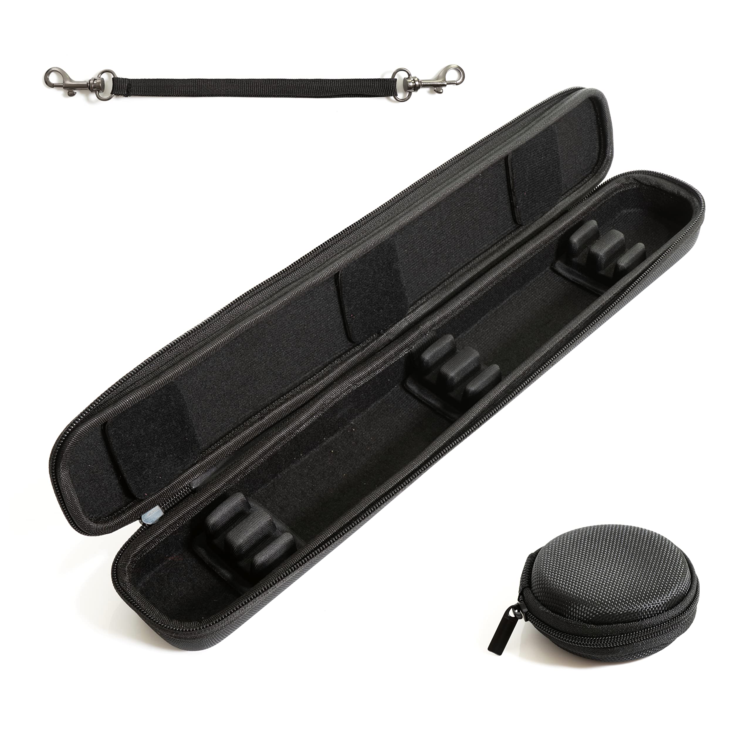 Venmark Conductor Baton Case - Black Holder with Carrying Strap - Adjustable Inserts - Complete with Small Accessory Storage Case