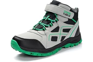 R CORD Kids Hiking Boots Waterproof Girls Hiking Boots Durable TPR Traction Outsole Girls Hiking Shoes Anti-Skid Athletic Hook and Loop Closure Kids Hiking Shoes for Outdoor