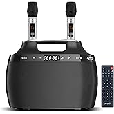 RHM K999 Karaoke Machine, Support 3 Mics & Treble/Bass/Echo Adjustment, 4 Music Modes, 7 Hours Playtime, Support Bluetooth/AUX/USB for Party