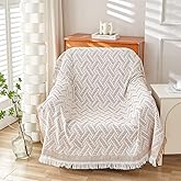 AIVIA Slipper Chair Cover Sheet Blanket, Reversible Anti Slip Throw Cushion Covers for Single Seat Chair Recliner Armchair Ottomans Furniture Decorations Protector Slipcover (White Khaki, 51"x71")