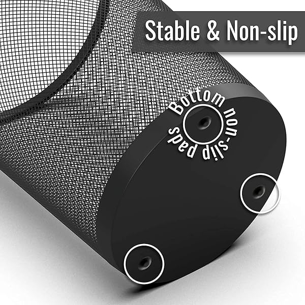 ZUVO WASTE BASKET | METAL WIRE MESH BIN | PACK OF 2 | LIGHTWEIGHT & STYLISH | IDEAL TRASH CAN FOR HOME & OFFICE WASTE | 4 GALLON (BLACK)