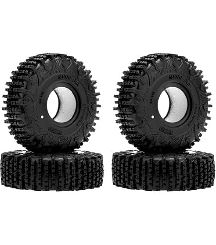 Que-T 4pcs 106mm Rubber Tires For 1:10 RC Crawler Cars - Fits Axial SCX10, TRX4, With Foam Inserts