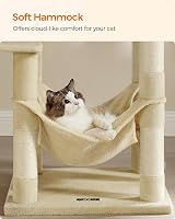 Feandrea Cat Tree Tower 143 cm Multi-Level Plush Condo Beige PCT161M01 view 5