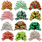 YUJUN 24PCS Christmas Wrap Gifts Pull Bows,Large Ribbon Bows Wrapping Accessory for Xmas Bouquet Basket Bottles Supplies Christmas Wrapping Decoration