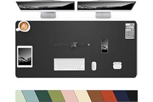 CEBOWA Desk mat Large, Leather Desk Pad Protector,Office Desk Mat,Mouse Pad, Non-Slip Desk Blotter, Laptop Desk Pad, Waterproof Desk Writing Pad for Office&Home (Black,48" x 24")