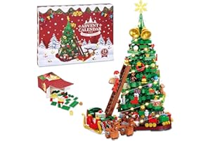 Siyaluens Advent Calendar 2025 - Christmas Tree Building Block Set, 1011 Pieces Christmas Santa Claus Moose Toy Decorations Building Kits for Adults Teen Girls Boys Countdown Calendar Gifts