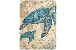 Vintage World Map Sea Turtle Leather Passport Holder for Travel Large Capacity Money Holder for Women Trip Document