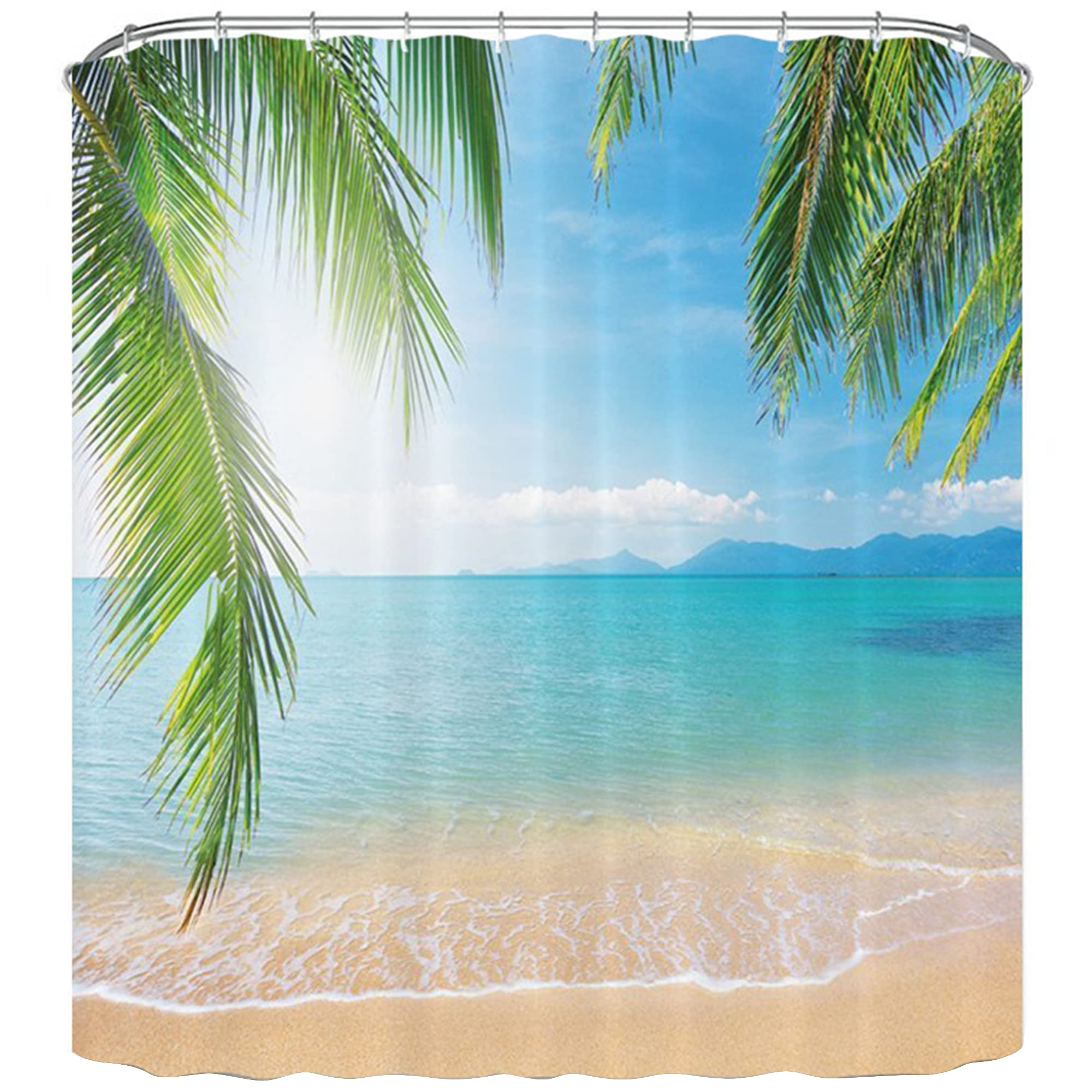 NiCoLa Shower Curtain Fabric Washable Bathroom Shower Polyester Fabric, 3D Shower Curtain with 12pcs Hooks for Bathroom — image 1