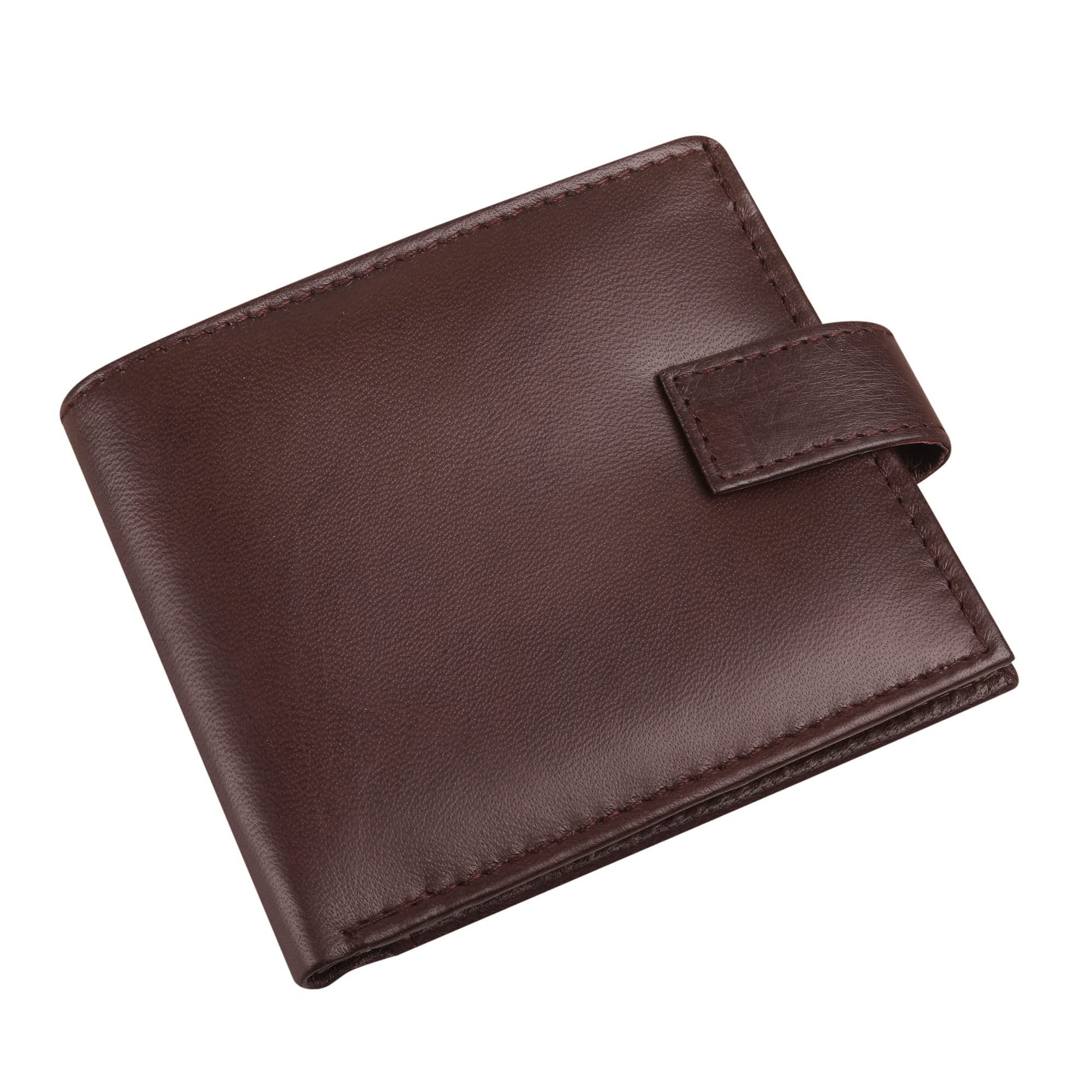 RAS Mens Genuine Leather Billfold Zip Coin Pocket Wallet 421 (Brown)