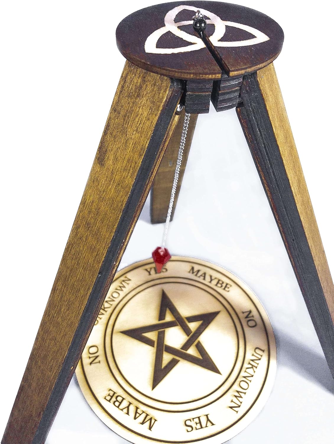 Indoor Fountains & Accessories - Trinqueta Tripod Wooden Pendulum Stand, Dowsing Pendulum Holder for 10