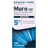 Muro 128, Sodium Chloride Ophthalmic Solution, 0.5 Oz, Eye Drops | 5% sodium chloride, eye drops, relieves corneal swelling, draws out excess fluid, temporary blurred vision relief