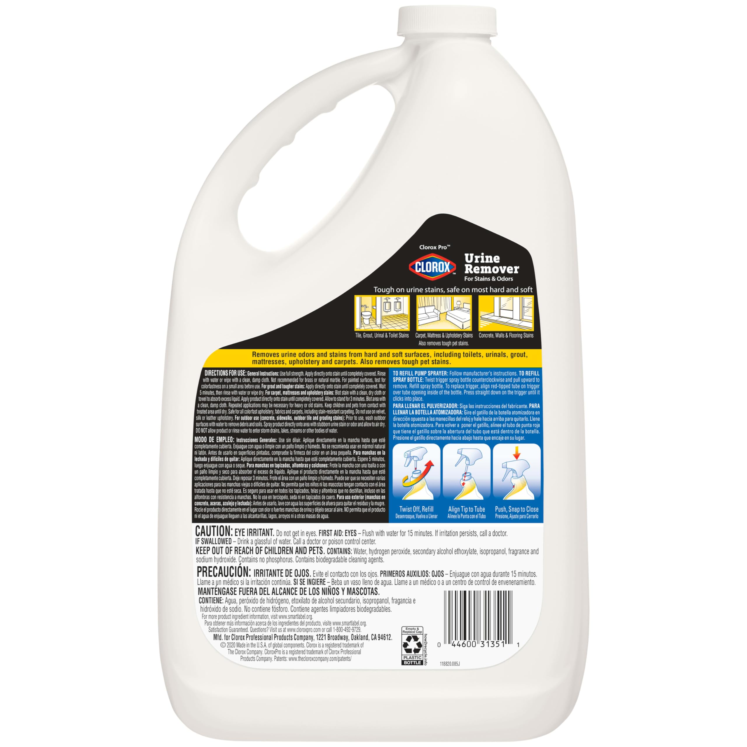 CloroxPro Urine Remover for Stains and Odors Refill, 128 Ounces (Package May Vary)