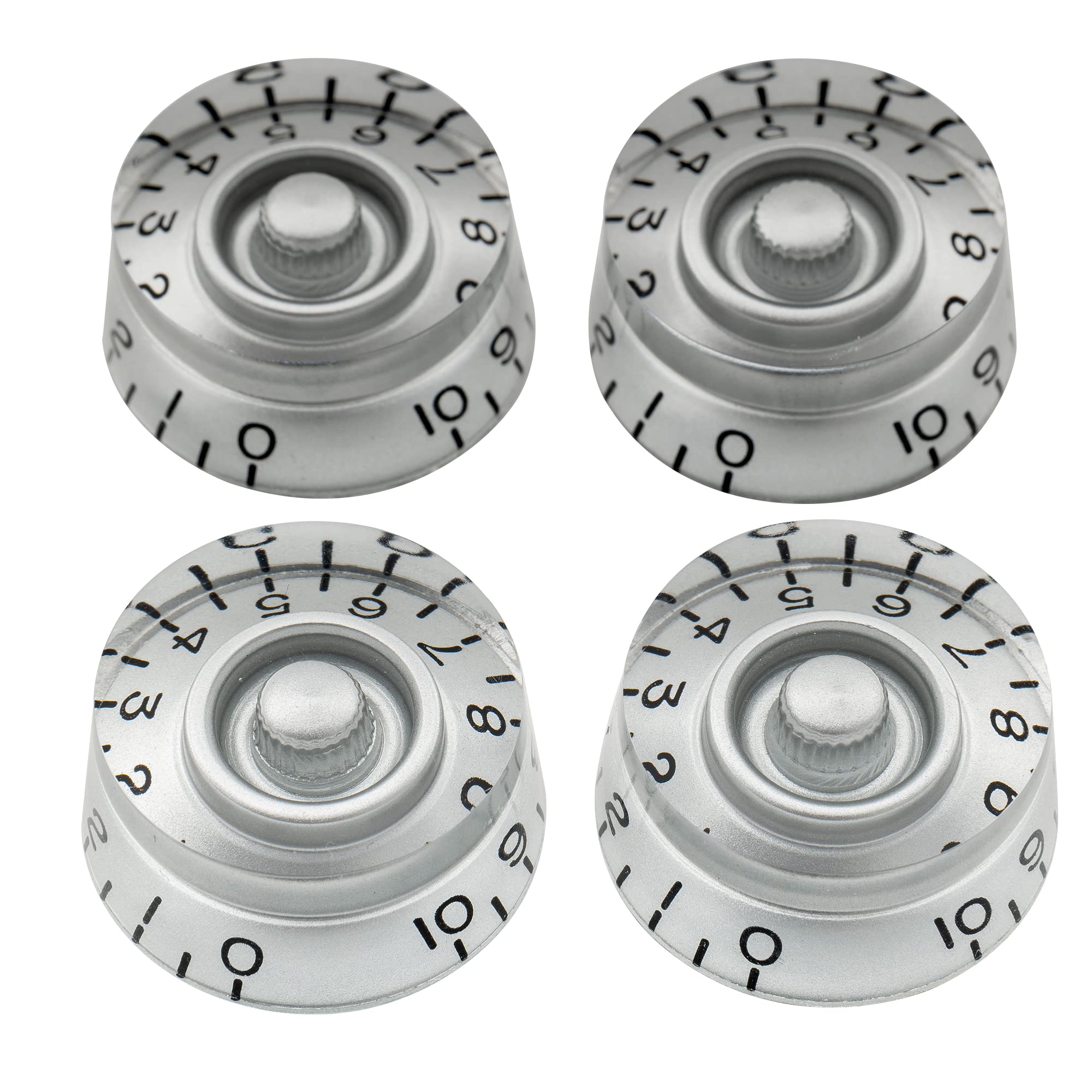 Musiclily Pro Left Handed Imperial Inch Size Guitar Speed Control Knobs for USA Made Les Paul Style,Silver (Set of 4)