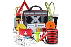 KITGO Roadside Emergency Car Kit (137Piece), with Jumper Cable, Car Safety Road Rescue Kit,Car Emergency Kit Gift for Father Women and Men,Tow Strap,Car Tool Kit (Black)