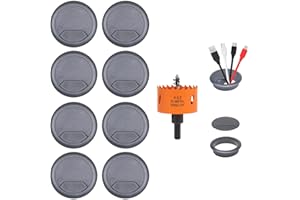 VIKITON Desk Grommet 2-3/8 inch with Hole Saw, Desk Cord Hole Cover Grommet for Cables, 8 PCS, Black