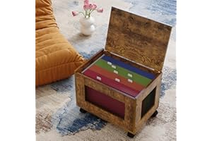 Sbanmao Small File Cabinet Cart Under Desk, Rolling Filing Cabinet for Home Office, Hanging File Organizer Box on Wheels, Mobile Decorative Document Storage Basket for Letter & Legal Size