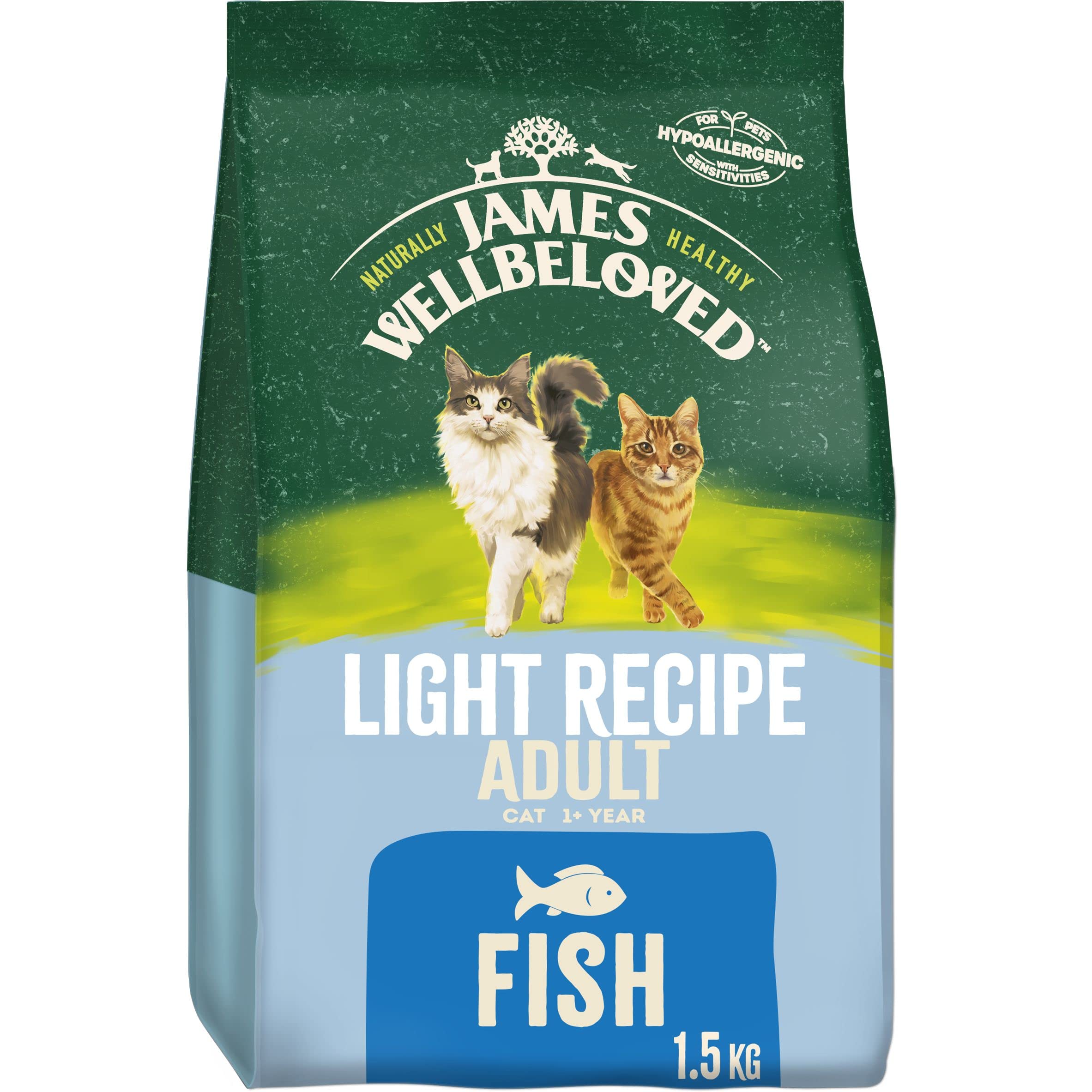 James Wellbeloved Light Adult Fish 1.5 kg Bag, Hypoallergenic Dry Cat Food