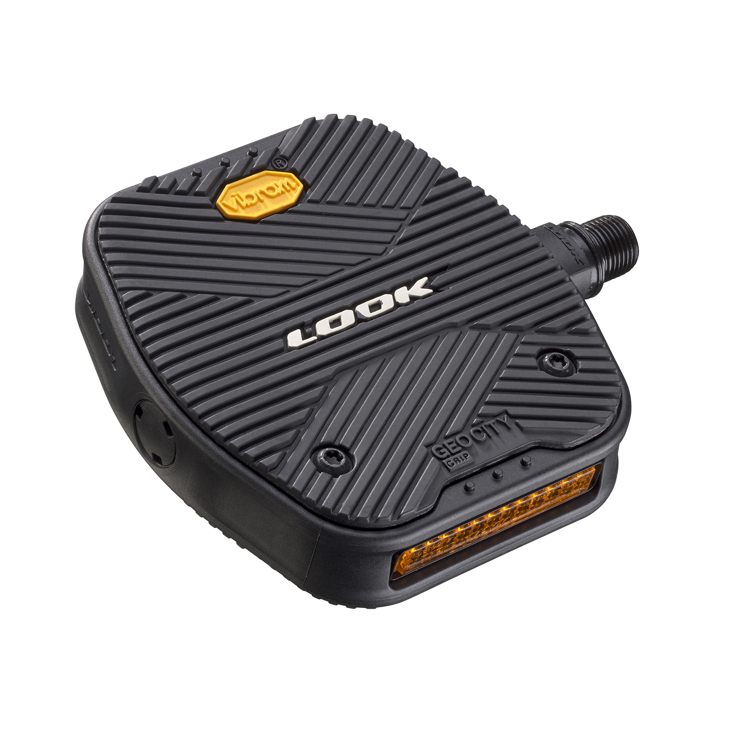 LOOK Cycle - Geo City Grip Bicycle Pedals - Flat Pedals - Slip-Proof Safety - Innovative Activ Grip Rubber - Premium High-Performance Urban Bike Pedal - Black