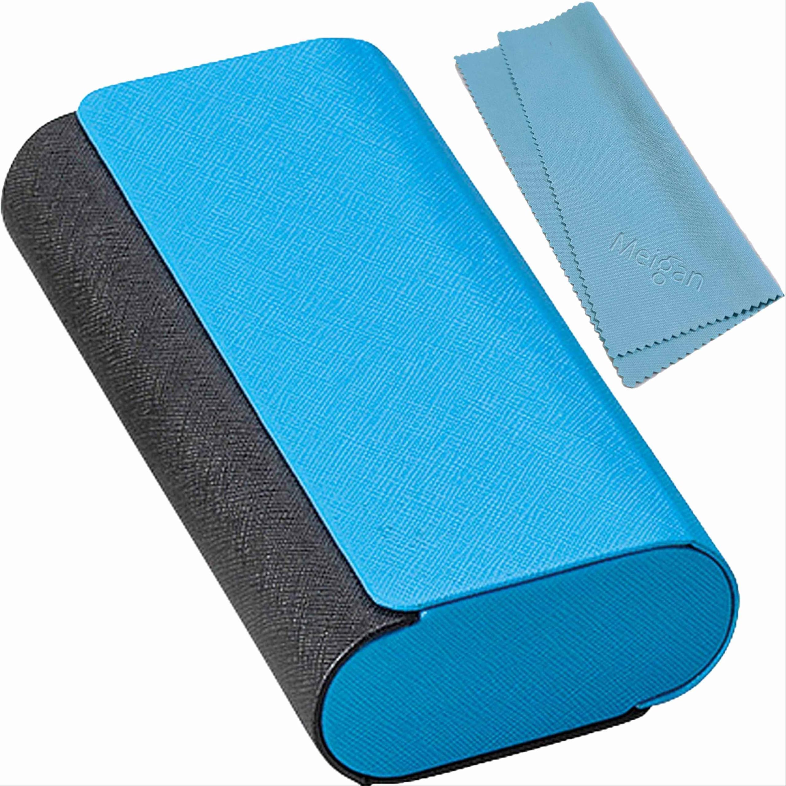 Photo 1 of ????(Meigan) Double Glasses Case Aluminum Hard Shell Blue for Men, Women | for Reading Glasses and Sunglasses