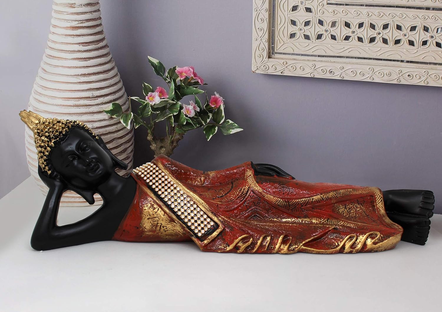 TIED RIBBONS Buddha Statue for Home DãCor Decorative Buddha Idol (35.5 cm X 10.9 cm) - Decorative Idol Statue Showpiece for Home Decoration