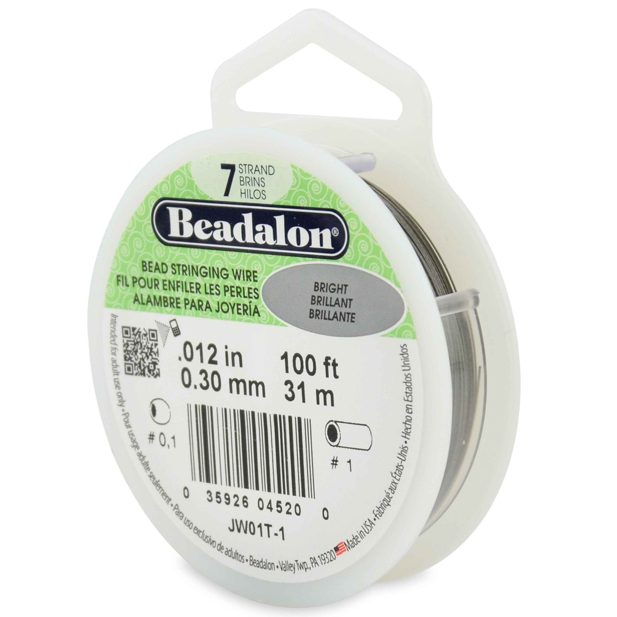 Beadalon 0.3 mm Diameter 31 m Reel 7 Strand Wire, Bright