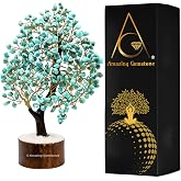 Larimar Tree of Life Crystal Tree for Meditation, Healing, and Home Decor | Larimar Gemstones with Natural Wooden Base Crystal Gift for Christmas - Spiritual Energy Decor for Balance and Harmony