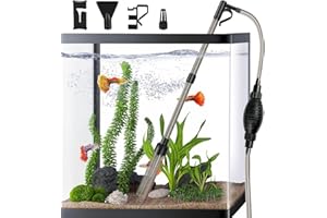 Roetelo Aquarium Vacuum Gravel Cleaner, 4 in 1 Fish Tank Cleaner Vacuum, Hand Siphon Vacuum Gravel Cleaner, Vacuum Fish Tank Set with Water Flow Clamp, for Change Water, Wash Sand, Remove Dirt.