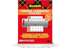 Scotch Thermal Laminating Pouches, 200 Count, Clear, 3 mil., Ideal Office or School Supplies, Fits Letter Sized Paper (8.9 in. × 11.4 in.)