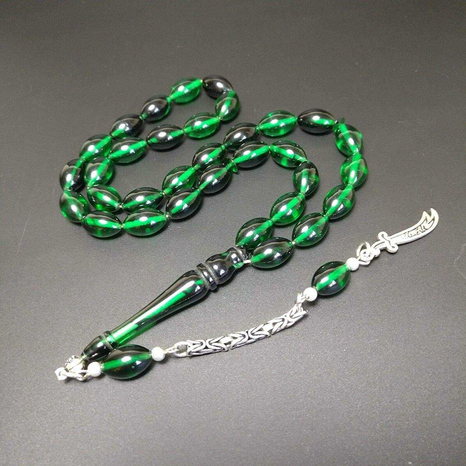 Turkish Prayer Beads with 925 Sterling Silver, Worry Beads, Tasbih