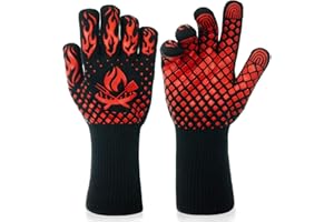 AMZ BBQ CLUB BBQ Gloves - 1472 Degree F Heat Resistant Grilling Gloves - Non-Slip Silicone Grip Design - Grill Gloves for Outdoor Grill, Barbecue, Oven, Cooking, Kitchen and Baking