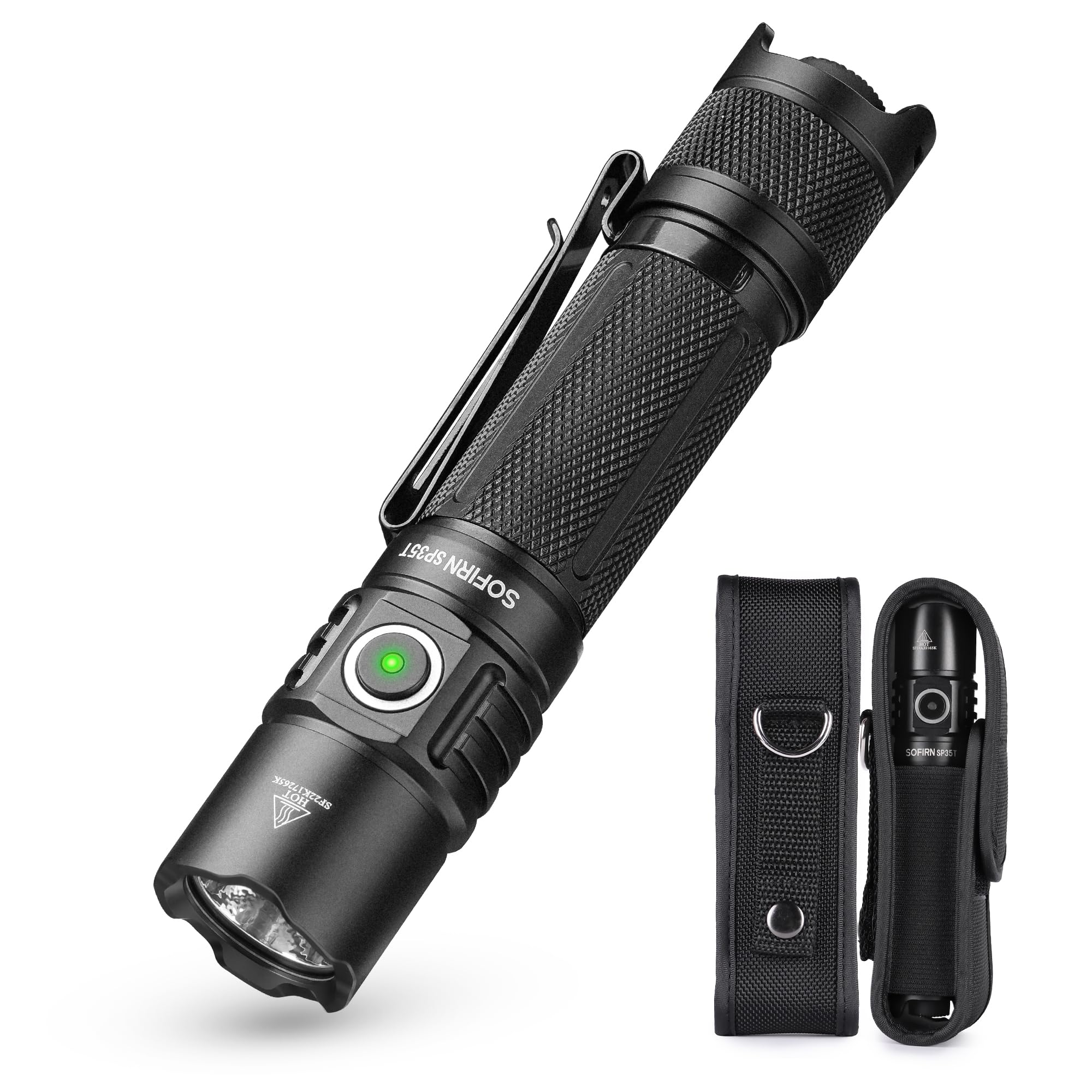 Sofirn SP35T, Tactical Torch with Holster, 3800 Lumens with Dual Switch, 8 Light Modes, Torches Led Super Bright with IPX8, USB-C, Rechargeable Torch for Hunting, Camping, Running, and Fishing