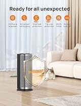 DREO 16 Inch Electric Heater Ceramic 2000W 70° Oscillation 34dB Silver view 5