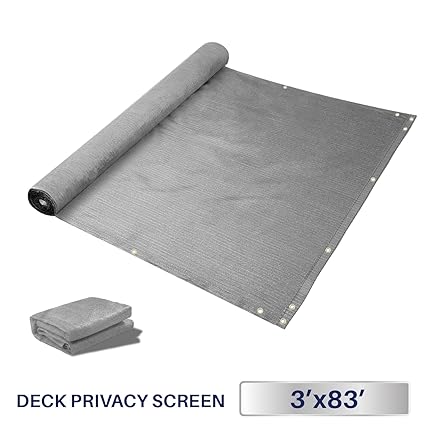 3 x 83, Solid Grey: Windscreen4less Deck Privacy Screen for Backyard, Patio, Balcony, Pool, Porch, Railiing, Gardening, Fence Shield Rails Protection GRE