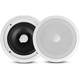 Pyle 8&rdquo; Ceiling Mount Speakers (Pair)- 2-Way Stereo Speaker System with Easy Install Flush Design - Directable 1&rdquo; Titanium Dome Tweeter - 55Hz Freq Response for Deep Bass - 300W Peak Power,(White)