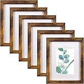 SESEAT 8x10 Picture Frame Brown Set of 6, Display Pictures 5x7 With mat or 8x10 Without Mat