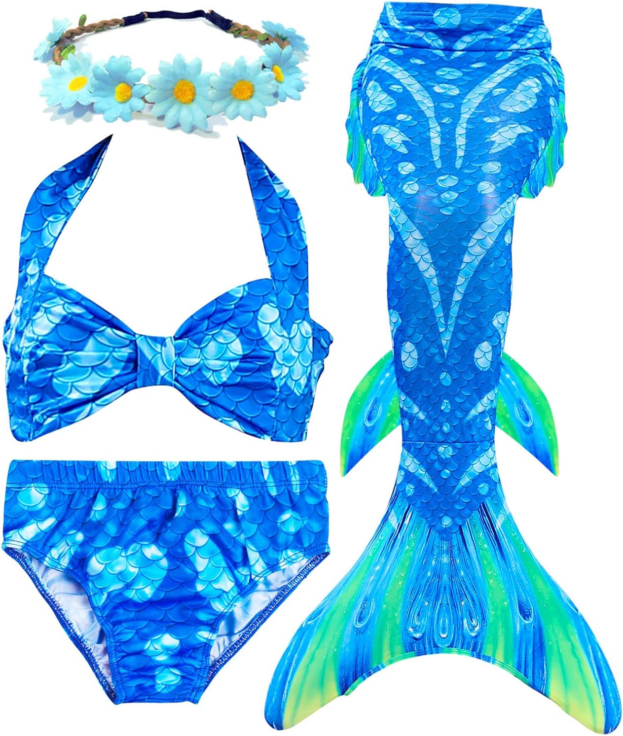 3 Pcs Girls Swimsuit Mermaid for Swimming Mermaid Costume Bikini Set for 3-12Y