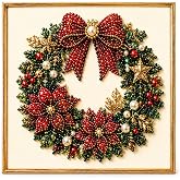 Christmas Diamond & Pearl Bead Art Kit for Adults, DIY Holiday Wall Decor | Seasonal Pearl Painting kit with sparkling diamond beads and a 25 × 25 cm frame for relaxing adult crafts and festive décor.