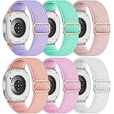 Easuny 6 Pack Stretchy Bands Compatible with Samsung Galaxy Watch 8 Band 40mm 44mm, Samsung Galaxy Watch 8 Classic 46mm Loop, Elastic Nylon Fabric No Gap Sport Strap Replacement for Women Men