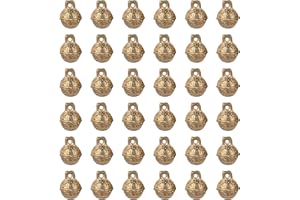 Azure Zone, Pack of 30 Vintage Brass Jingle Bell Charms Pendants Bells for Pet Bell Dog Collar DIY Craft Making Antique Gold