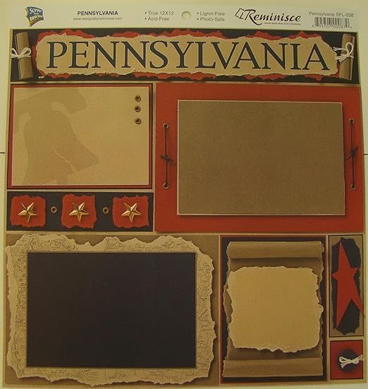 Pennsylvania Collage 12" x 12" Scrapbook Paper 1 Sheet