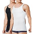 TAILONG 2 Pack Compression Shirt Men Slimming Body Shaper Vest Compression Tank Top Sleeveless Workout Shirts