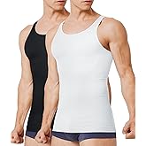 TAILONG 2 Pack Compression Shirt Men Slimming Body Shaper Vest Compression Tank Top Sleeveless Workout Shirts