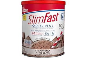 SlimFast Meal Replacement Powder, Original Creamy Milk Chocolate, Weight Loss Shake Mix, 10g of Protein, 14 Servings