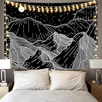 Amazon Com Sevenstars Black And White Tapestry Mountains