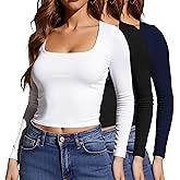 ANYOCEAN Women's Multi-Pack Knit Long Sleeve T-Shirt, Slim Fit Tops, Athletic & Casual