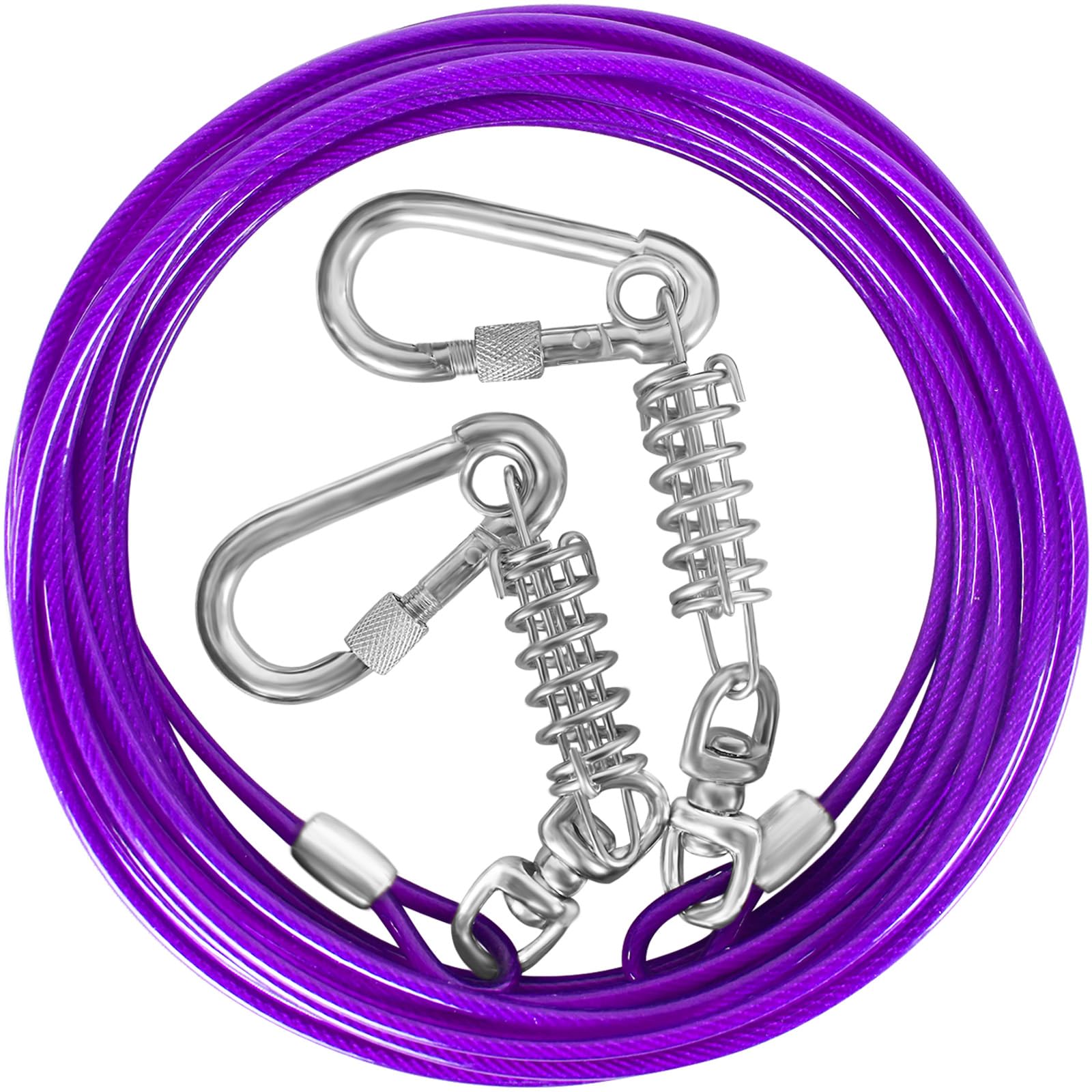 HaiYUAN Dog Tie Out Cable 10/15/20/25/30FT Dog Run Cable Rosy Pink/Blue/Purple/Silver/Red/Green/YellowTie Out Cable for Large Dogs Heavy Duty for Outside Hold Large Dogs Up to 250LBS