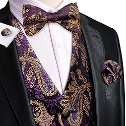 Hi-Tie Mens Suit Vest Bowtie Set Ties for Men V